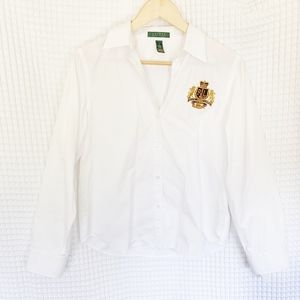 Lauren Ralph Lauren Embroidered Crest Button Shirt